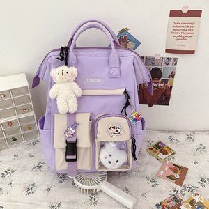 Preppy Purple Backpack Women